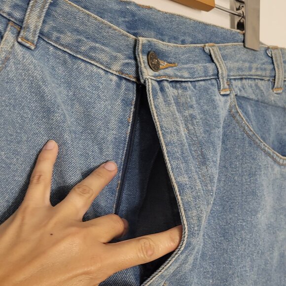 Rough Trade Vintage Blue 100% Cotton Pockets Flat Front Denim Short Unisex Sz 34 - Picture 4 of 12